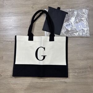 Initial Canvas Tote Bag Letter "G"